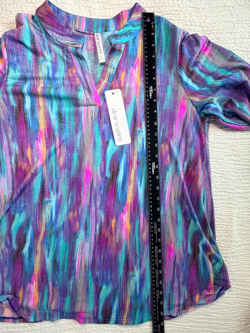 Dear Scarlett Multicolor Brushstroke Tunic in Purple, Blue, Pink - Picture 8 of 11
